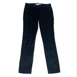 Diane Von Furstenberg DVF Mary‎ Brocade Straight Leg Trouser Pants Black 4
